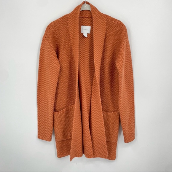 Daily Ritual Ultrasoft herringbone Jacquard Cardigan Sweater Sz XS Orange - Picture 1 of 7
